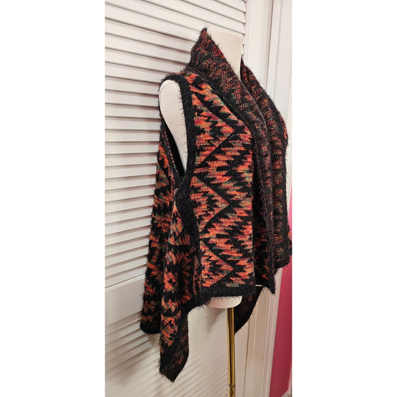 Southwestern Aztec Sweater Cardigan Vest S M L XL Serape Print Shawl Draping OS - Picture 3 of 4